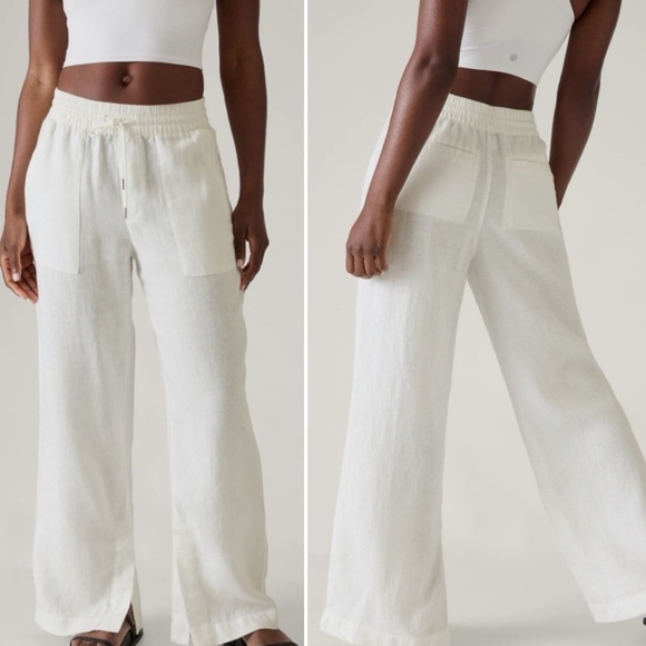 ATHLETA RETREAT LINEN CALLA LILY WHITE SIZE SMALL TALL - Picture 2 of 16